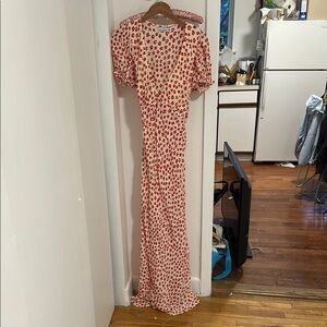 Chic Red and White Floral Maxi Dress